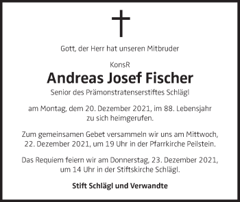 Traueranzeige von Andreas Josef Fischer von OÖNachrichten