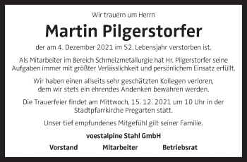 Traueranzeige von Martin Pilgerstorfer von OÖNachrichten