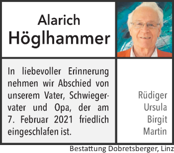 Traueranzeige von Alarich Höglhammer von OÖNachrichten