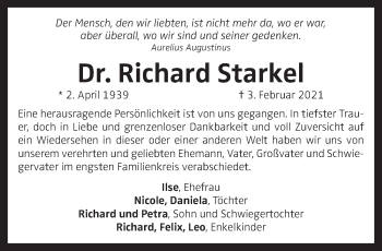 Traueranzeige von Richard Starkel von OÖNachrichten