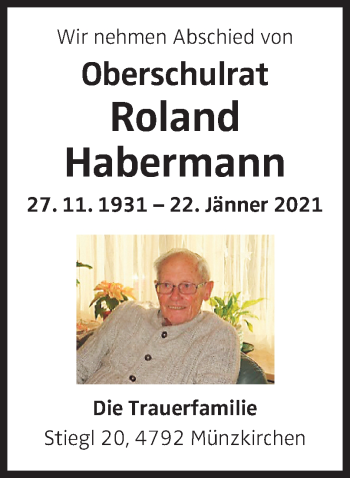 Traueranzeige von Roland Habermann von OÖNachrichten