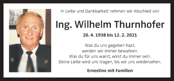 Traueranzeige von Wilhelm Thurnhofer von OÖNachrichten