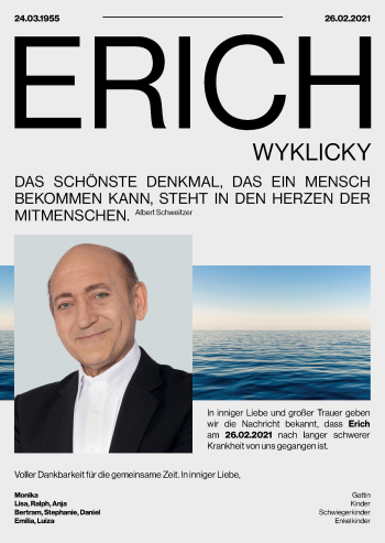 Traueranzeige von Erich Wyklicky von OÖNachrichten