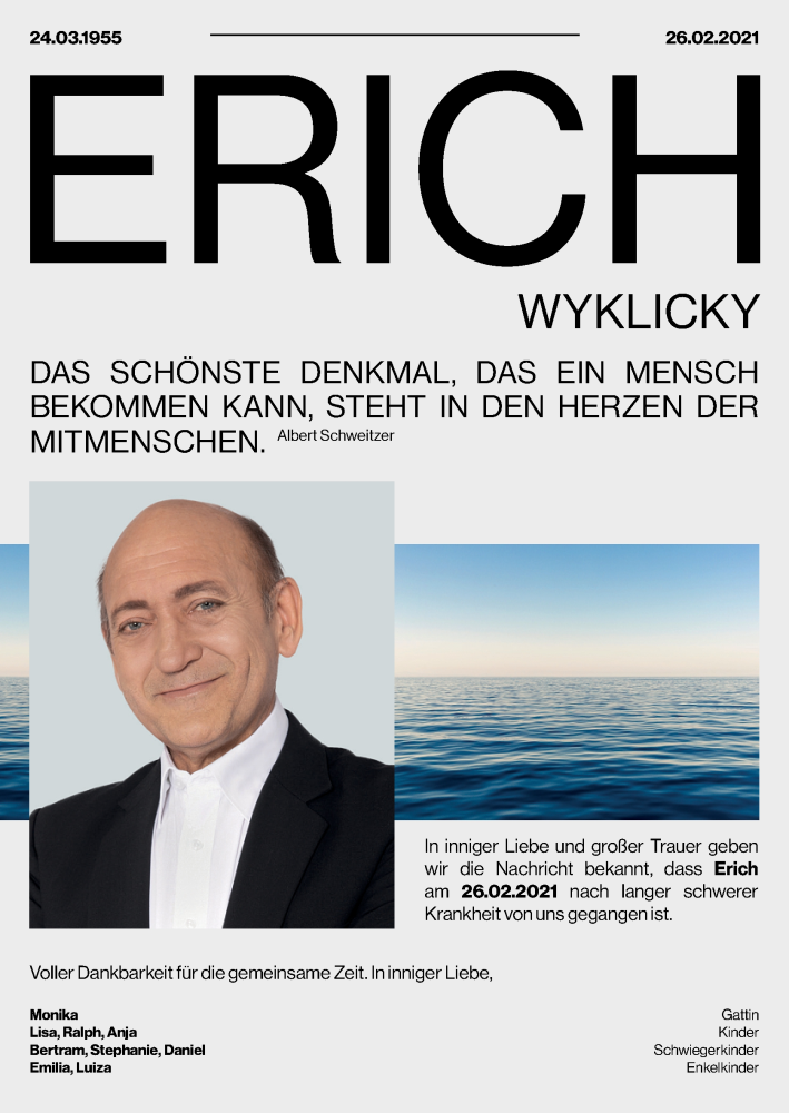  Traueranzeige für Erich Wyklicky vom 06.03.2021 aus OÖNachrichten