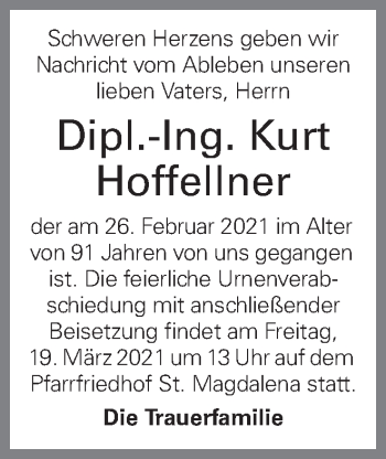 Traueranzeige von Kurt Hoffellner von OÖNachrichten