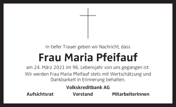 Traueranzeige von Maria Pfeifauf von OÖNachrichten