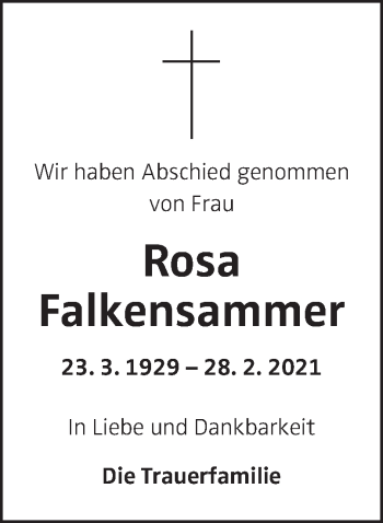 Traueranzeige von Rosa Falkensammer von OÖNachrichten