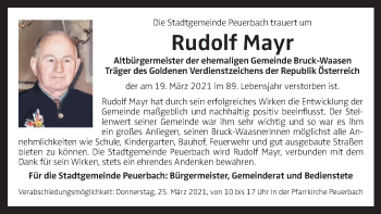 Traueranzeige von Rudolf Mayr von OÖNachrichten