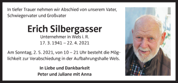 Traueranzeige von Erich Silbergasser von OÖNachrichten