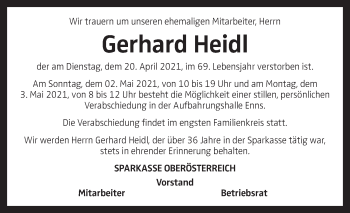 Traueranzeige von Gerhard Heidl von OÖNachrichten