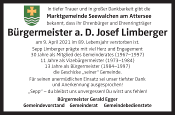 Traueranzeige von Josef Limberger von OÖNachrichten
