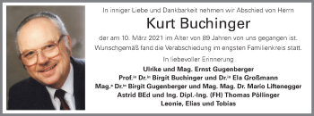 Traueranzeige von Kurt Buchinger von OÖNachrichten