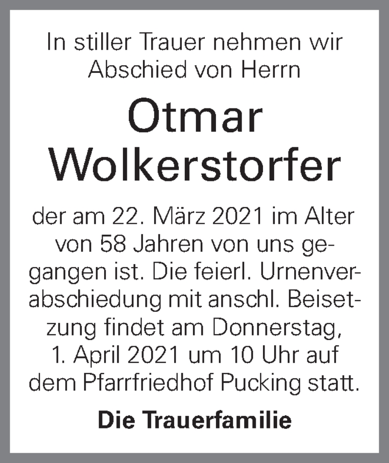  Traueranzeige für Otmar Wolkerstorfer vom 29.03.2021 aus OÖNachrichten