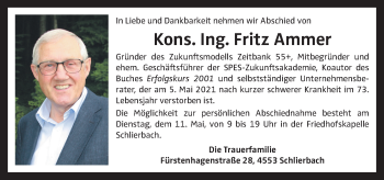 Traueranzeige von Fritz Ammer von OÖNachrichten