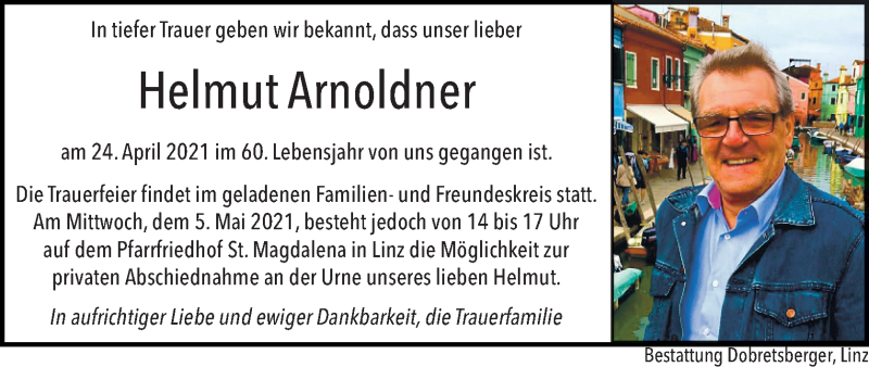  Traueranzeige für Helmut Arnoldner vom 30.04.2021 aus OÖNachrichten