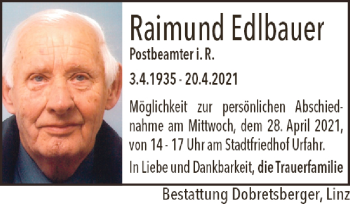 Traueranzeige von Raimund Edlbauer von OÖNachrichten