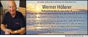 Traueranzeige von Werner Höferer von OÖNachrichten