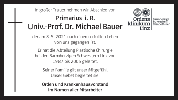 Traueranzeige von Michael Bauer von OÖNachrichten