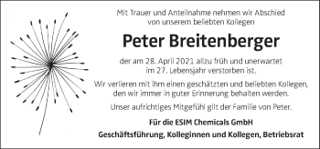 Traueranzeige von Peter Breitenberger von OÖNachrichten