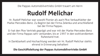 Traueranzeige von Rudolf Melichar von OÖNachrichten