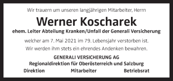 Traueranzeige von Werner Koscharek von OÖNachrichten