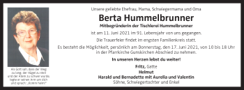 Traueranzeige von Berta Hummelbrunner von OÖNachrichten