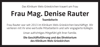 Traueranzeige von Denise Rauter von OÖNachrichten
