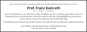 Traueranzeige von Franz Kainrath von OÖNachrichten
