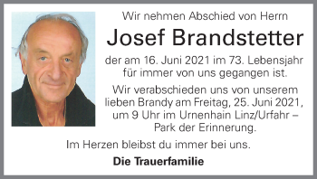 Traueranzeige von Josef Brandstetter von OÖNachrichten
