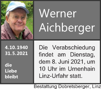 Traueranzeige von Werner Aichberger von OÖNachrichten