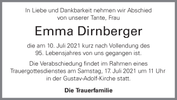 Traueranzeige von Emma Dirnberger von OÖNachrichten
