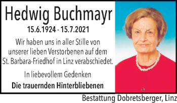 Traueranzeige von Hedwig Buchmayr von OÖNachrichten