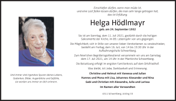 Traueranzeige von Helga Hödlmayr von OÖNachrichten