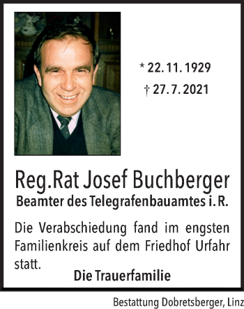 Traueranzeige von Josef Buchberger von OÖNachrichten