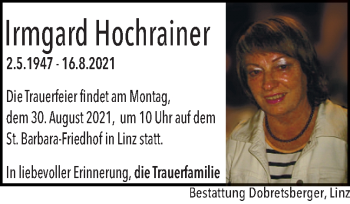 Traueranzeige von Irmgard Hochrainer von OÖNachrichten