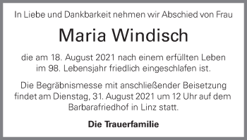Traueranzeige von Maria Windisch von OÖNachrichten