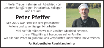 Traueranzeige von Peter Pfeffer von OÖNachrichten