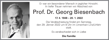 Traueranzeige von Georg Biesenbach von OÖNachrichten