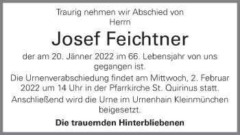 Traueranzeige von Josef Feichtner von OÖNachrichten