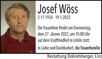 Traueranzeige von Josef Wöss von OÖNachrichten