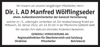 Traueranzeige von Manfred Wölflingseder von OÖNachrichten