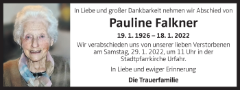Traueranzeige von Pauline Falkner von OÖNachrichten