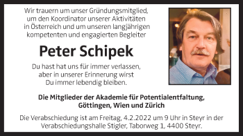 Traueranzeige von Peter Schipek von OÖNachrichten