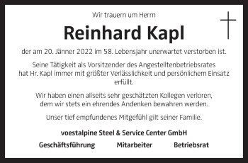 Traueranzeige von Reinhard Kapl von OÖNachrichten