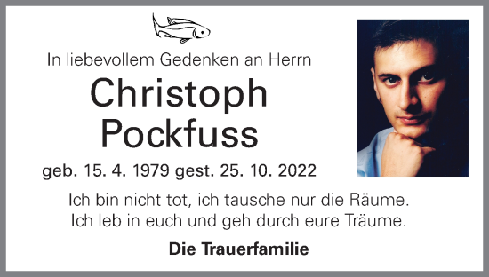 Traueranzeige von Christoph Pockfuss von OÖNachrichten
