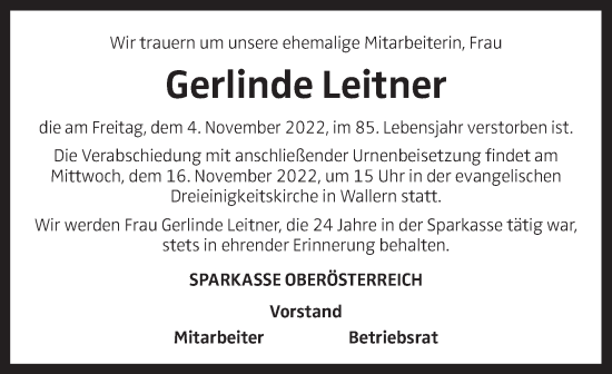Traueranzeige von Gerlinde Leitner von OÖNachrichten