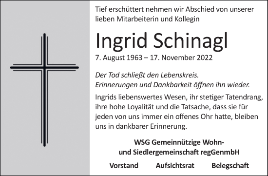 Traueranzeige von Ingrid Schinagl von OÖNachrichten