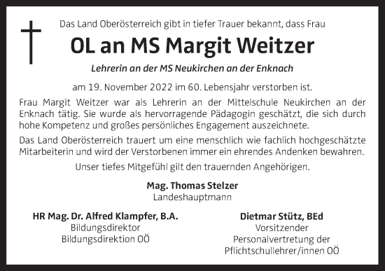 Traueranzeige von Margit Weitzer von OÖNachrichten