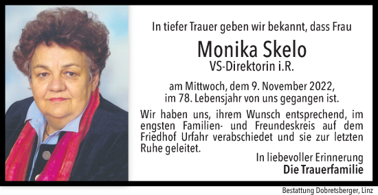 Traueranzeige von Monika Skelo von OÖNachrichten