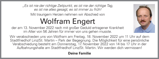 Traueranzeige von Wolfram Engert von OÖNachrichten